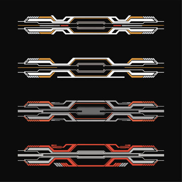 Sport Racing Stripes Car Stickers Vinyl Decal Templates Isolated Set Featuring Modern Performance Graphics, Automotive Wrap Elements and Custom Vehicle Design