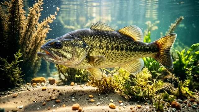 black bass underwater close up in lake okeechobee florida video