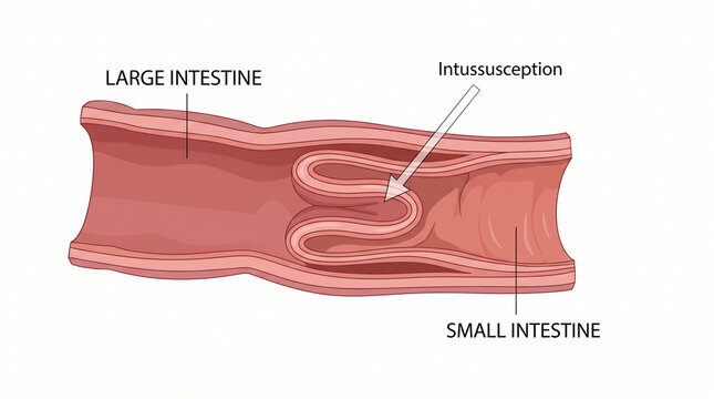 3D Anatomy Illustration of Intestinal Intussusception Telescoping Condition