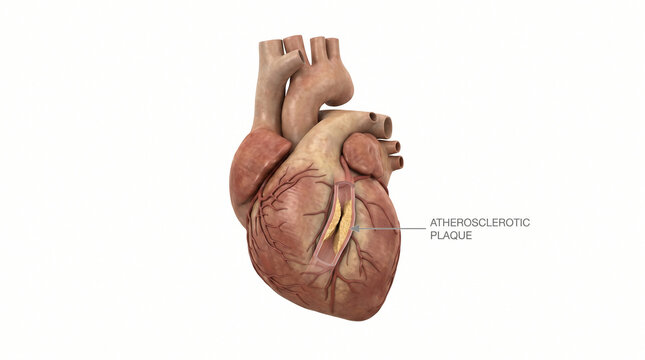 3D Medical Illustration of Atherosclerotic Plaque in Coronary Artery