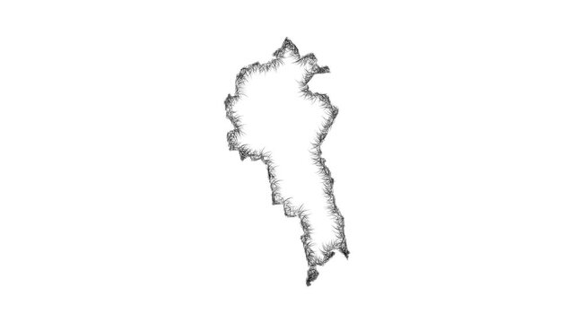 Sketch Nyandarua outline map animation - smooth progressive reveal