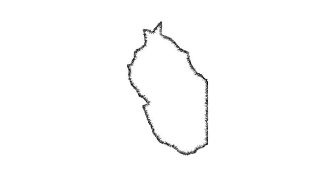 Sketch Wajir outline map animation - smooth progressive reveal