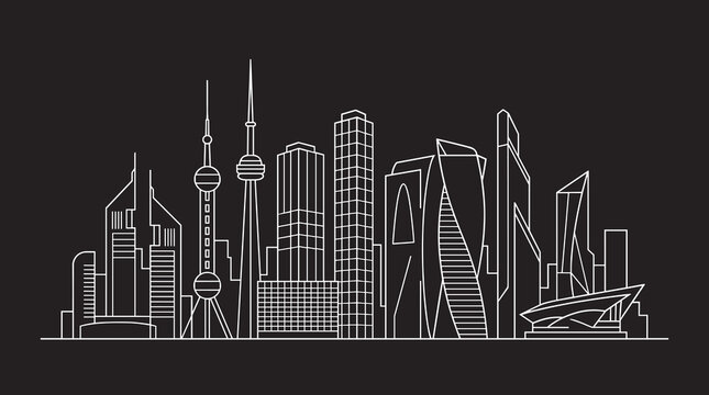 Riyadh Saudi Arabia skyline line art vector illustration with modern skyscrapers and city landmarks