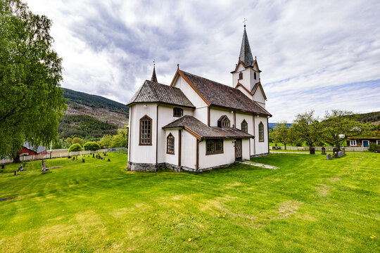 Traditional wooden Norwegian church (Torpo Kirke)