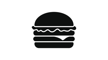 Fototapeta premium Hamburger Silhouette On White Background Minimalist Food Icon