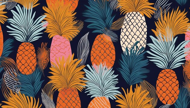 seamless pattern with abstract pineapples trendy hand drawn art textures modern abstract design for paper cover fabric interior decor and other