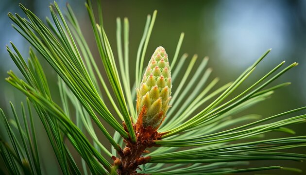closeup of the bud of a longleaf pine seedling