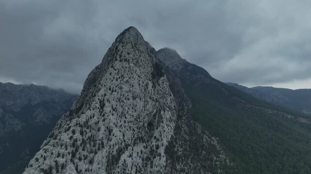 Sivri Dağ mountain peak rises sharply in the Beydağları range of Antalya, Turkey