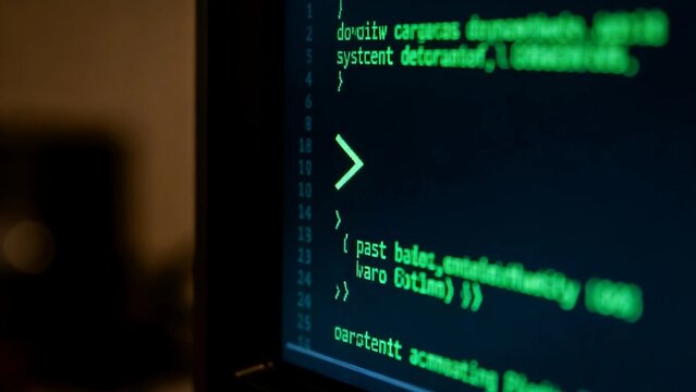 Close-up of coding terminal for software development