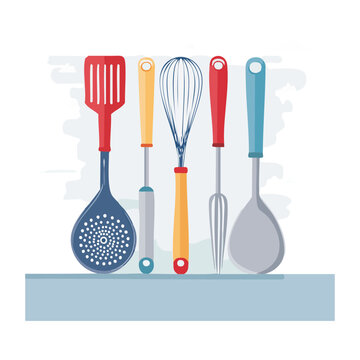 Collection of Colorful Kitchen Utensils