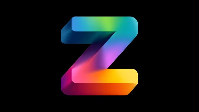 Rainbow gradient 3d letter z on black background