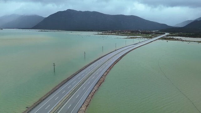 Large scale flooding disaster drowning the Eynif Plain valley along the Taurus range