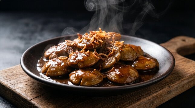 Steaming Indonesian Semur Jengkol with Crispy Fried Shallots and White Rice