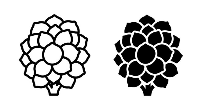 Succulent Plant Icons, Vector Art Set: Outline and Silhouette Styles for Botanical Graphics, Garden Design, and Nature Themes