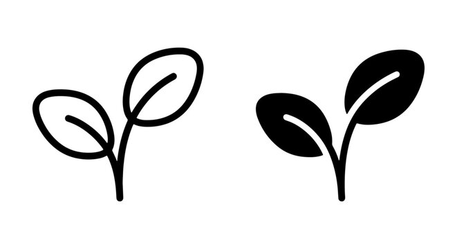 Seedling Icons, Sprout Vector Graphics, New Growth Symbols, Plant Life, Organic Elements, Minimalist Design