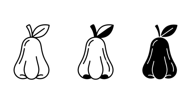 Rose Apple Icons Set, Tropical Fruit Vector Graphics, Fresh Produce Symbols, Healthy Food Illustrations