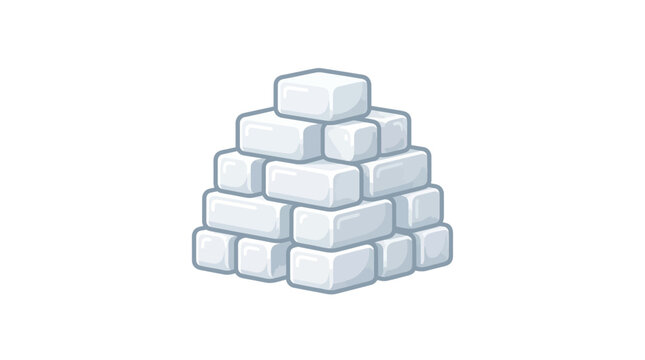 A small pyramid stack of white rectangular sugar cubes on a plain background.