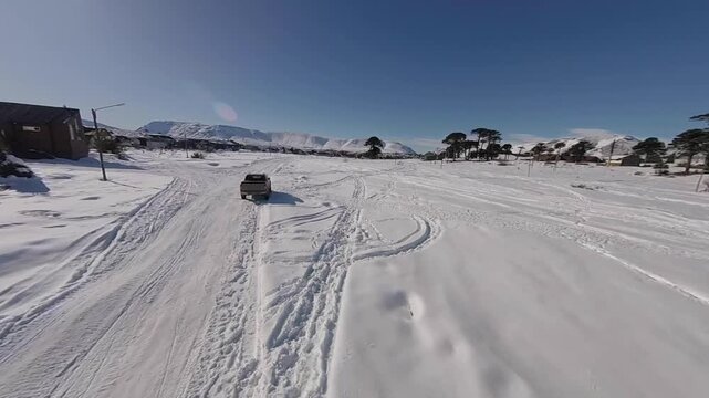 skiing in the mountains
