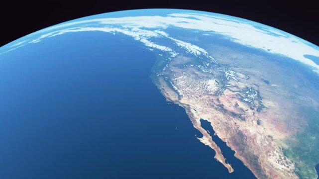California and Nevada USA from Space Low Orbit Satellite view