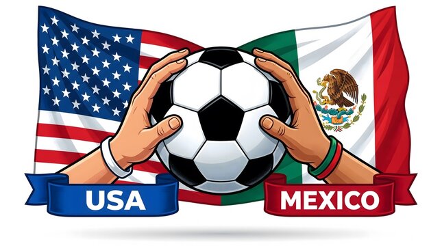 Usa vs mexico soccer match illustration