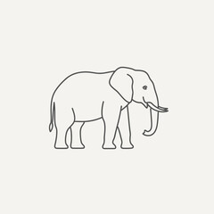 Fototapeta premium Minimalist line art drawing of a standing African elephant.