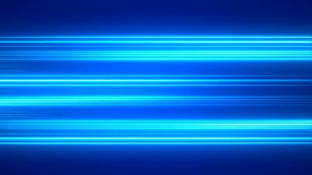 Panning shot of horizontal blue light streaks sliding across triptych gradient panels with smooth luminous beams on digital studio background