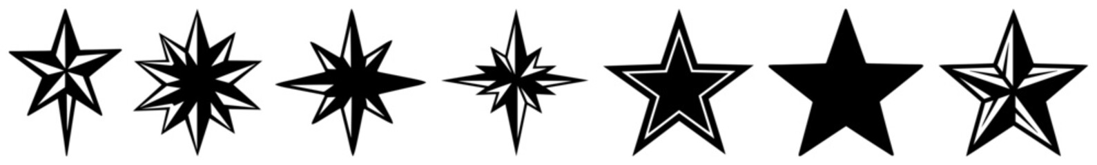 Obraz premium Collection of star icons and symbols, diverse geometric shapes for rating and decoration vector