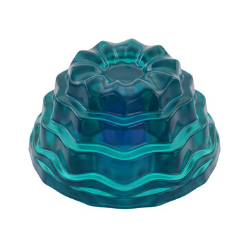 Teal jelly dessert on white background