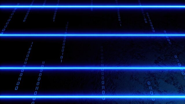 Digital binary code with glowing lines
