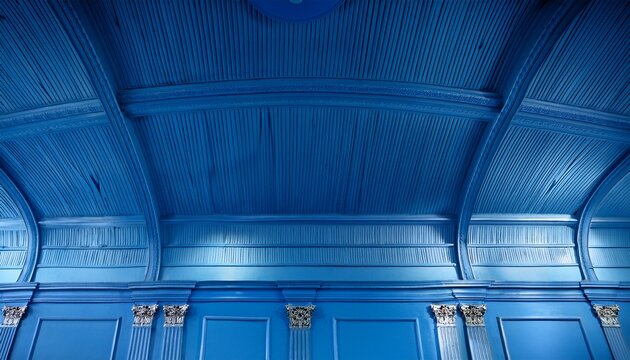 a blue wall with a blue ceiling
