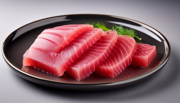 sliced tuna on plate ready for culinary use