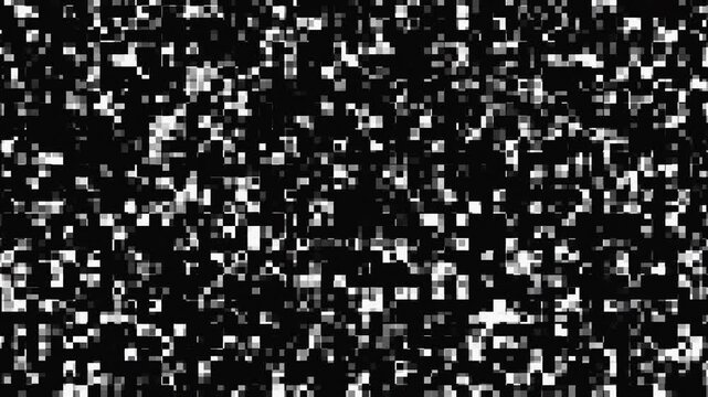 Abstract Monochrome Pixelated Digital Noise Static Motion Background