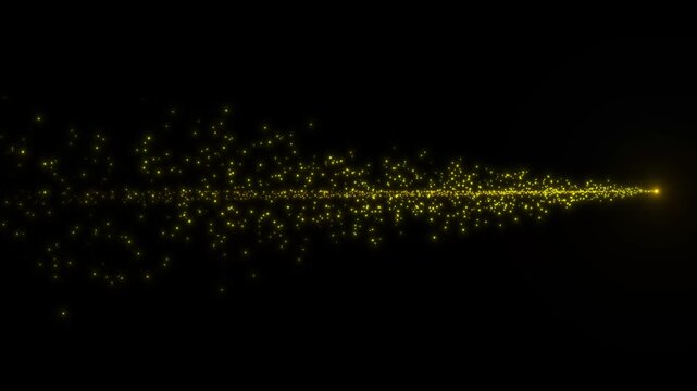 Luxury glowing star dust trail with golden glitter particles, magic sparkle line and twinkling fairy dust path, christmas style starlight transition effect on black screen loop 4k