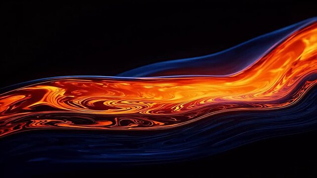Abstract flowing orange and blue wave