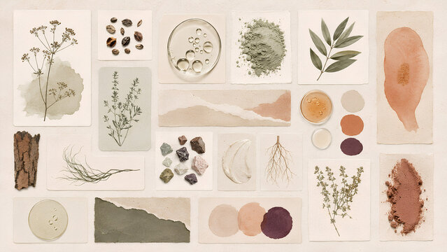 Clean beauty ingredient board for skincare formulation
