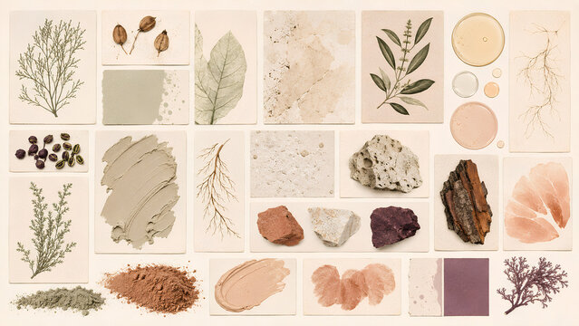 Clean beauty ingredient board for skincare formulation