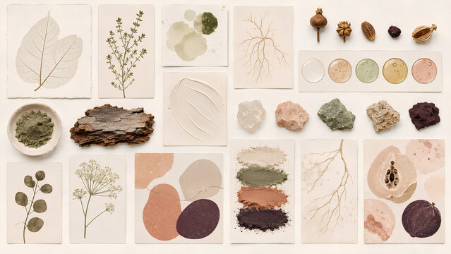 Clean beauty ingredient board for skincare formulation