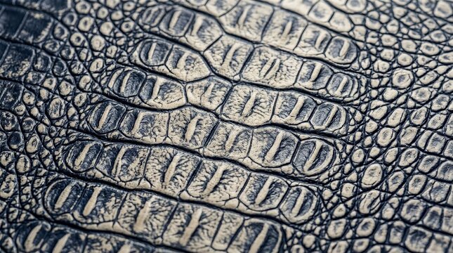 Detailed texture of genuine leather featuring an embossed reptile skin design.