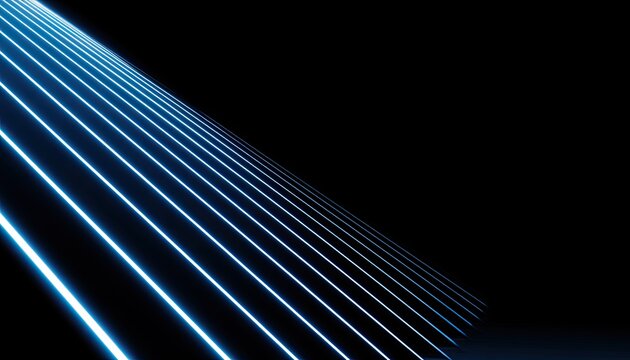 Diagonal glowing blue lines receding into a dark void