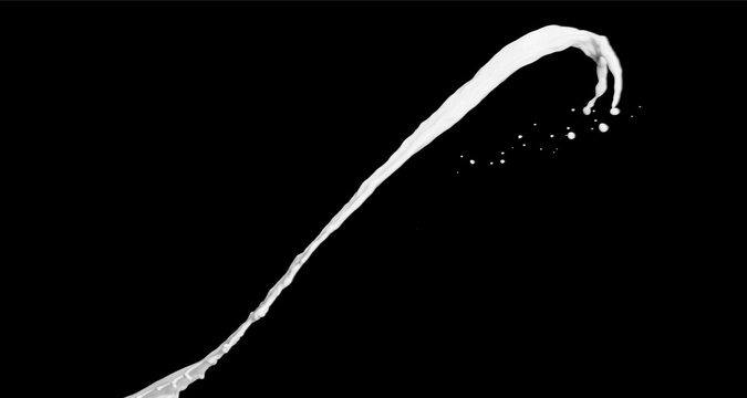 Dynamic splash of white liquid isolated on a black background.