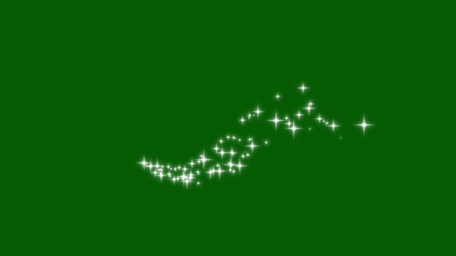 Twinkling stars and glitter sparkle animation, cartoon doodle star shine overlay on green background, magical night sky glow effect, seamless festive holiday loop in 4k