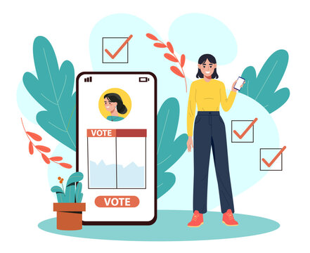 Mobile voting app concept. Vector illustration