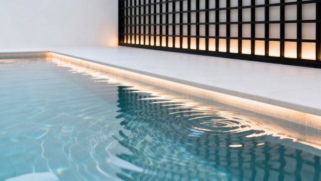 Modern indoor pool with decorative wall