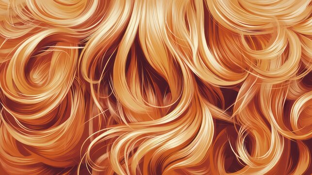 Women's hair close-up, blonde curls. Hair looks styled and well-groomed. Hair coloring. Hairdressing procedures, extensions. Illustration for cover, brochure, advertising, marketing or presentation.