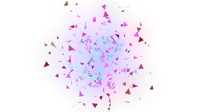 Particle tripolygon animation, white background, seamless 4k, glowing glitter trail animation, twinkling magic dust, shimmer particles motion, fast glowing  streaks.