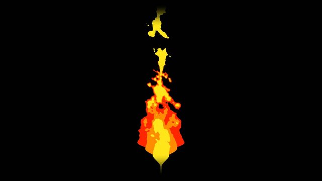 Isolated 2D Cartoon Flame Animation Seamless Fire Loop Crop Safe Transparent Background 4K