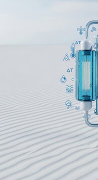 Conceptual Ocean Thermal Energy Conversion OTEC Grid and Marine Power Matrix on White Sand