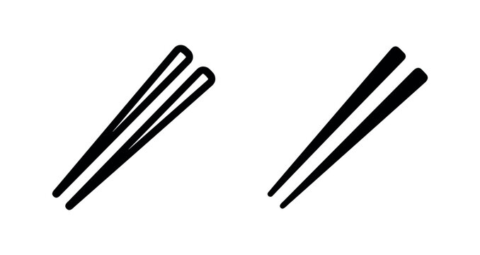 Chopsticks icon in solid and outline style. Asian food, eating, dining, culture symbol.