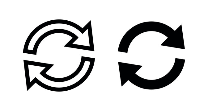 Refresh Icon: Circular Arrows (Outline and Solid)