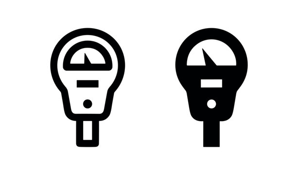 Two parking meter icons, one filled, one outline, on a white background
